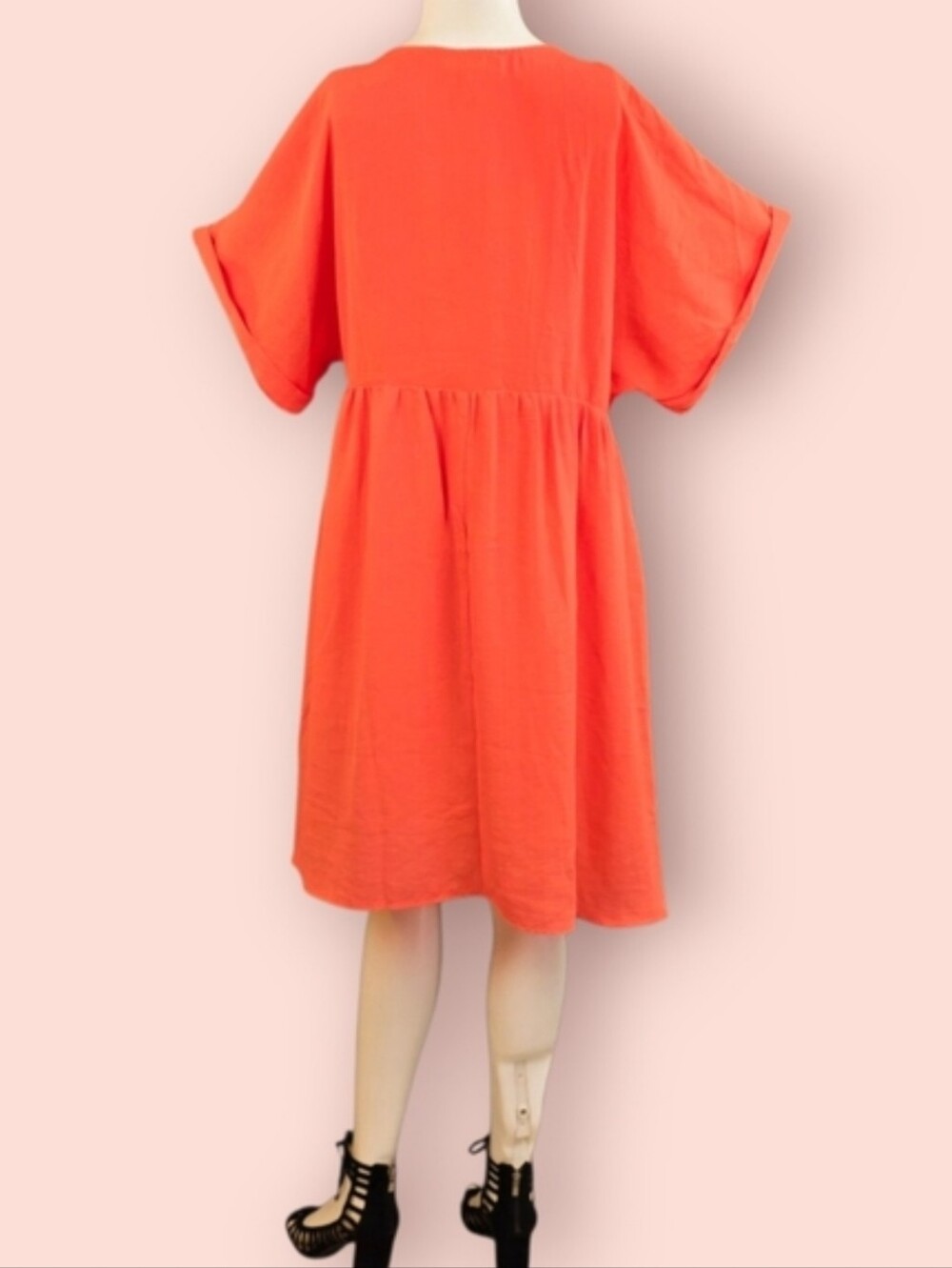 Davi & Dani Orange V Neck Mini-Dress NWT - Picture 3 of 14
